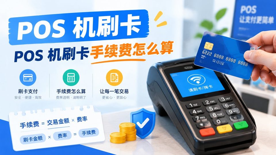 POS 机刷卡手续费怎么算：手续费等于交易金额乘费率，输入金额与费率即可算出扣费与到账金额