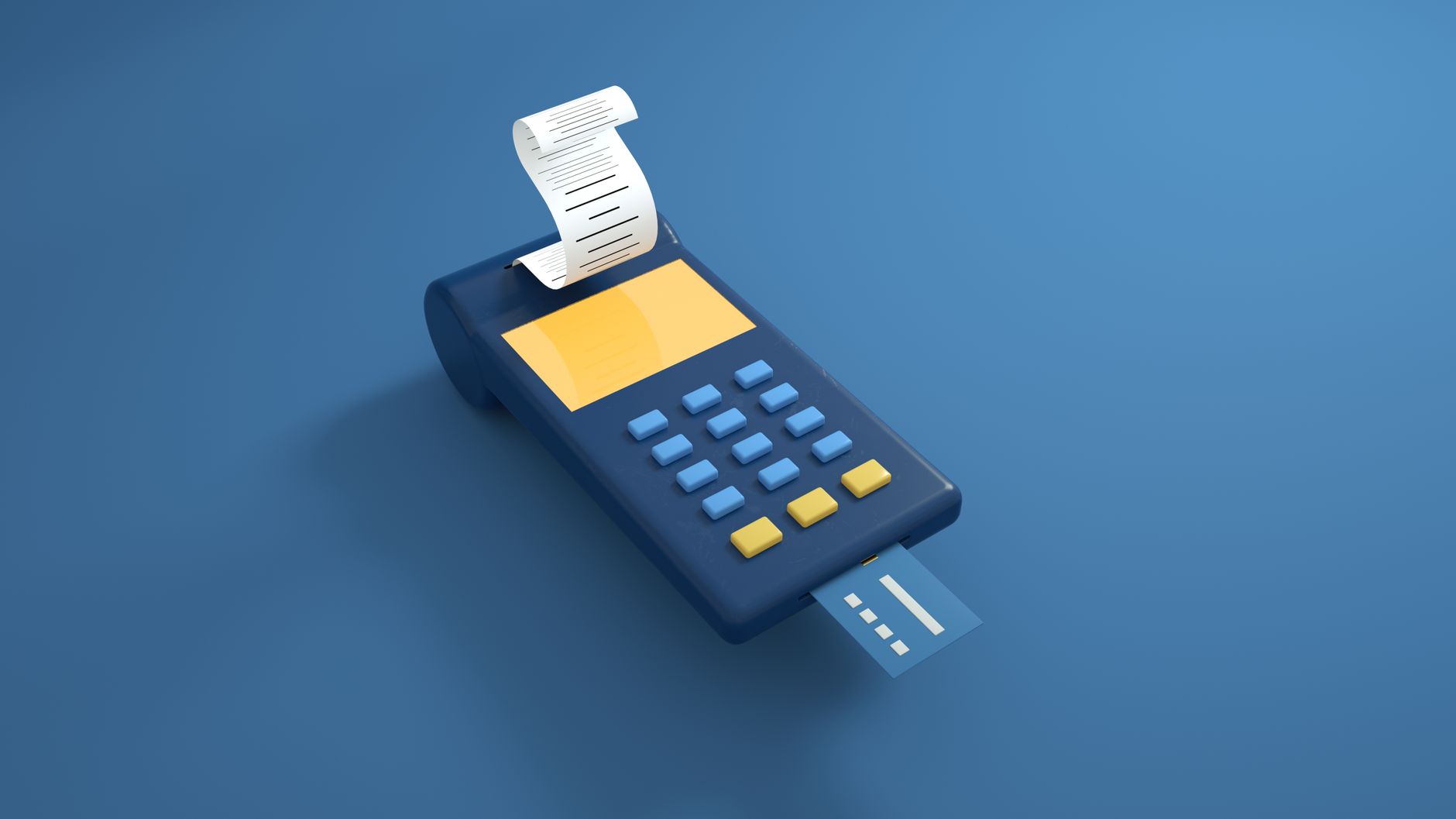 POS机代理能跨区域做吗:A blue card reader with a receipt printout and POS机代理能跨区域做吗:A blue card reader with a receipt printout and